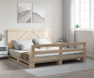 vidaXL Cadru pat cu tăblie 200x200 cm, lemn masiv de pin