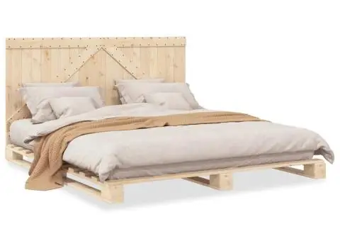 Cadru de pat cu tăblie, 180x200 cm, lemn masiv de pin - 2/5