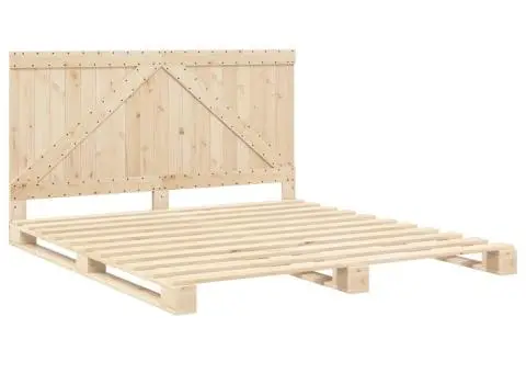 Cadru de pat cu tăblie, 180x200 cm, lemn masiv de pin - 3/5