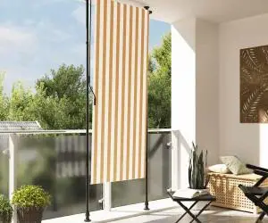 vidaXL Jaluzea rulou de exterior portocaliu/alb 120x270 cm textil/oțel