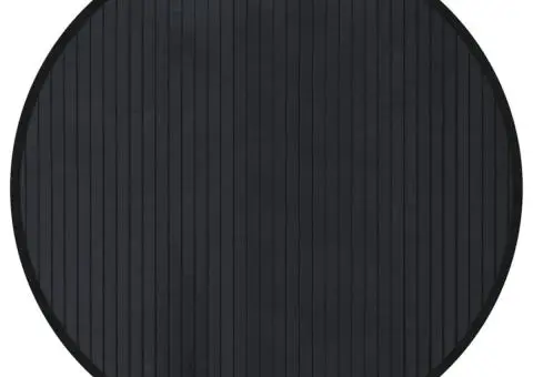 Covor rotund, negru, 60 cm, bambus - 2/5