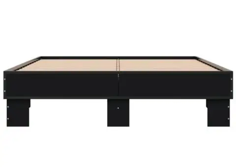 Cadru de pat, negru, 135x190 cm, lemn prelucrat și metal - 4/5