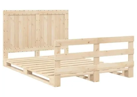 Cadru de pat cu tăblie, 140x200 cm, lemn masiv de pin - 3/5