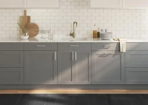 Covor dreptunghiular, gri, 80x300 cm, bambus - 1/5