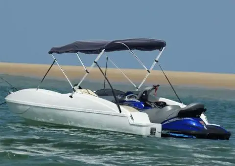 Parasolar Bimini 3 arcuri pereți laterali, 183x(137-152)x137 cm - 1/5