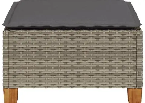 Taburet de grădină cu pernă, gri, 63,5x56x32 cm, poliratan - 4/5