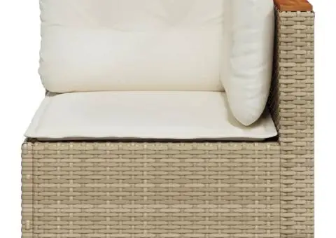 Canapea de colț de grădină cu perne, bej, poliratan - 4/5