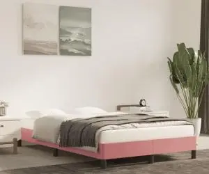 vidaXL Cadru de pat fără saltea roz 120x190 cm catifea