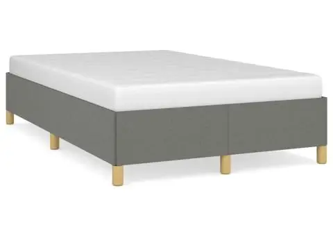 Cadru de pat fără saltea gri închis 120x190 cm țesătură - 2/5