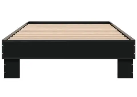 Cadru de pat, negru, 100x200 cm, lemn prelucrat și metal - 4/5