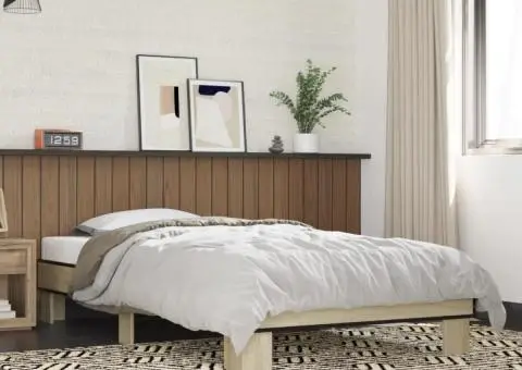 Cadru de pat, stejar sonoma, 75x190 cm, lemn prelucrat și metal - 1/5