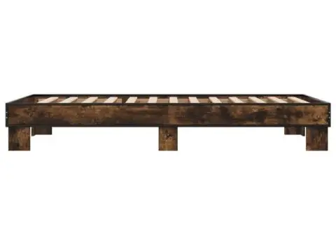 Cadru de pat, stejar fumuriu, 90x190cm, lemn prelucrat și metal - 5/5