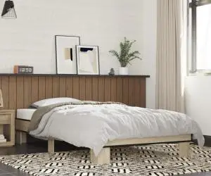 vidaXL Cadru de pat, stejar sonoma, 90x200 cm, lemn prelucrat și metal