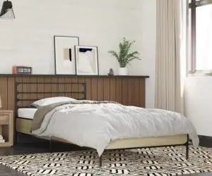 vidaXL Cadru de pat, stejar sonoma, 90x200 cm, lemn prelucrat și metal