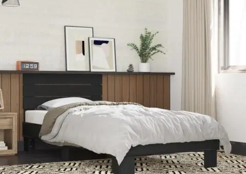 Cadru de pat, negru, 100x200 cm, lemn prelucrat și metal - 1/5