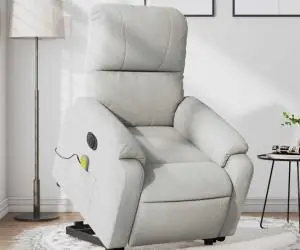 vidaXL Fotoliu de masaj rabatabil electric cu ridicare gri, microfibră