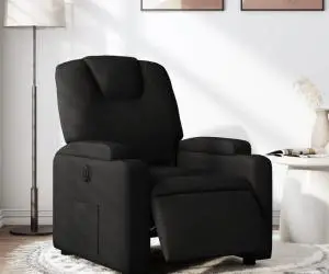 vidaXL Fotoliu rabatabil electric, negru, material textil