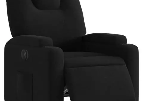 Fotoliu rabatabil electric, negru, material textil - 3/5