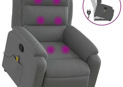 Fotoliu de masaj rabatabil cu ridicare, gri închis, textil - 2/5