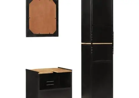 Set mobilier de baie, 3 piese, fier și lemn masiv de mango - 4/5