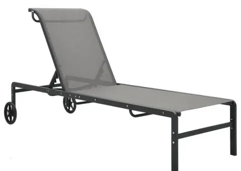 Șezlonguri cu masă, 2 buc., textilenă și oțel - 3/5