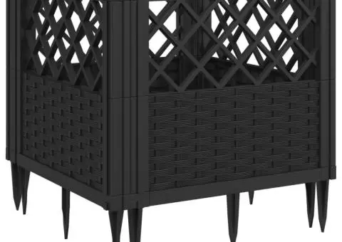 Jardinieră de grădină cu spalier, negru, 43,5x43,5x43,5 cm, PP - 2/5