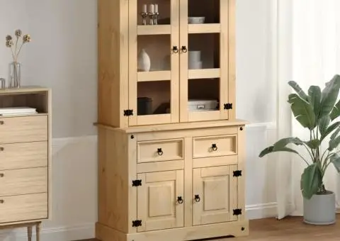 Vitrină din sticlă „Corona” 100x48,5x179 cm, lemn masiv de pin - 3/5