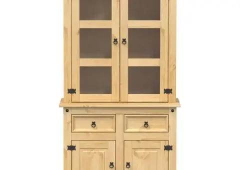 Vitrină din sticlă „Corona” 100x48,5x179 cm, lemn masiv de pin - 4/5