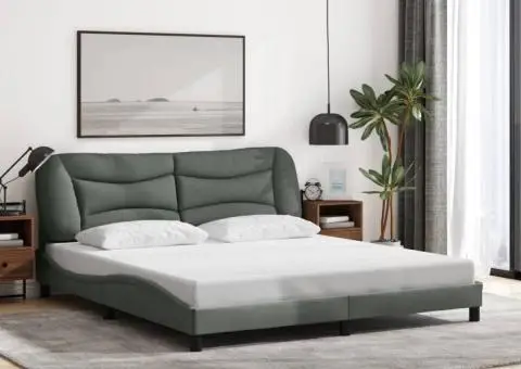 Cadru de pat fără saltea, gri închis, 180x200 cm, textil - 1/5