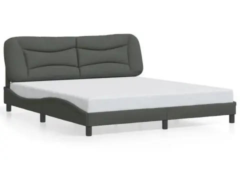 Cadru de pat fără saltea, gri închis, 180x200 cm, textil - 2/5