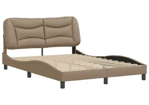 Cadru de pat cu tăblie, cappuccino, 140x190 cm, piele ecologică - 3/5
