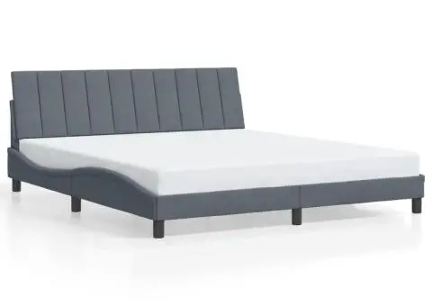 Cadru de pat fără saltea, gri închis, 180x200 cm, catifea - 2/5
