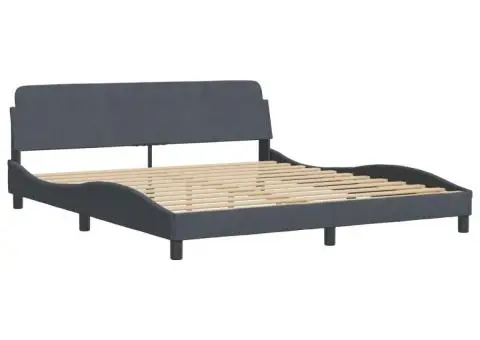 Cadru de pat fără saltea, gri închis, 180x200 cm, catifea - 4/5
