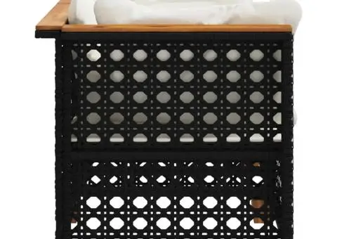 Canapea de grădină cu perne, 3 locuri, negru, poliratan - 5/5