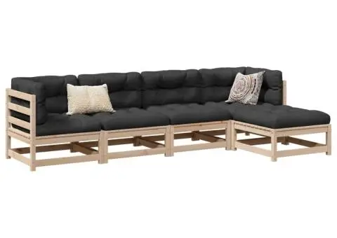 Set canapea de grădină, 5 piese, lemn masiv de pin - 1/5