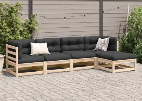 Set canapea de grădină, 5 piese, lemn masiv de pin - 3/5