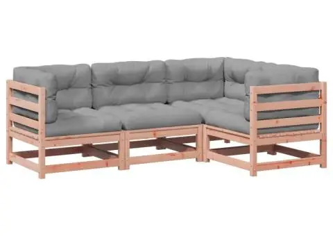Set canapele grădină cu perne, 4 piese, lemn masiv brad douglas - 2/5