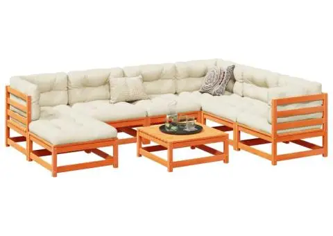 Canapea de grădină cu 8 locuri, maro ceruit, lemn masiv de pin - 1/5
