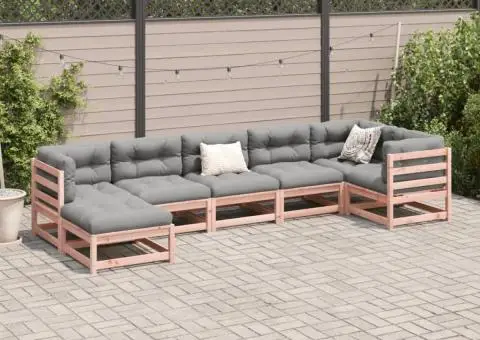 Set canapele grădină cu perne, 7 piese, lemn masiv brad douglas - 3/5