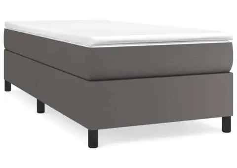 Cadru de pat, gri, 90x190 cm, piele ecologică - 2/5