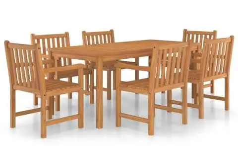 Set de mobilier de grădină cu 7 piese, 180x90 cm, lemn masiv de tec - 2/5