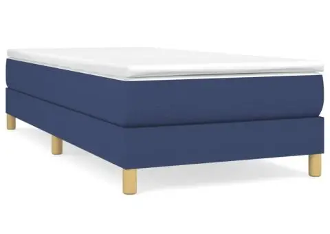 Cadru pat fără saltea țesătură albastră 90x200 cm - 2/5