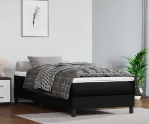 vidaXL Cadru de pat, negru, 90x190 cm, piele ecologică
