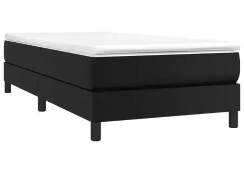 Cadru de pat, negru, 90x190 cm, piele ecologică - 3/5