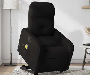 vidaXL Fotoliu electric de masaj rabatabil cu ridicare, negru, textil