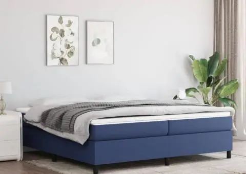 Cadru de pat fără saltea, albastru, 200x200 cm, textil - 1/5