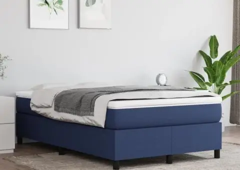 Cadru de pat fără saltea țesătură albastră 120x200 cm - 1/5