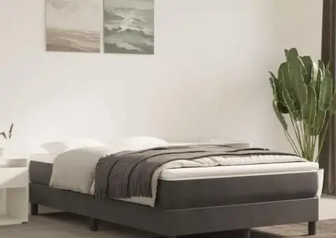 Cadru de pat fără saltea, gri închis, 120x200 cm, catifea - 1/5