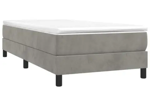 Cadru de pat fără saltea, gri deschis, 100x200 cm, catifea - 3/5