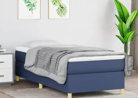 Cadru de pat fără saltea țesătură albastră 100x200 cm - 1/5